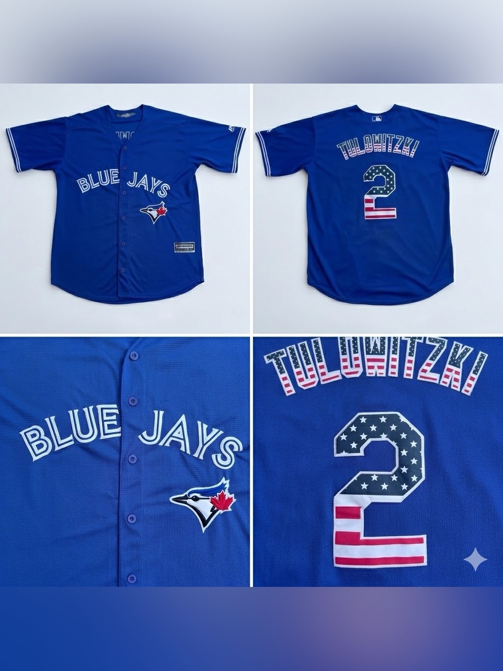 Rare Toronto Blue Jays USA American Tulowitzki Men’s Baseball Jersey Majestic